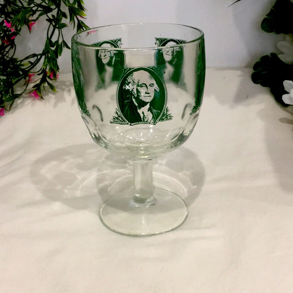 Vintage Bartlett Collins George Washington Thumbprint Glass Goblet Dollar Rare
